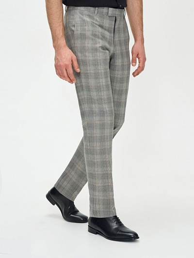 Брюки в клетку из смесовой шерсти зауженные - G051SZ0030WEL/P Брюки муж. (VR024, 50, 6)