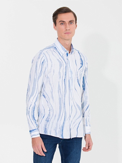 Рубашка с абстракцией приталенная - G051SZ0040CHICAGO Сорочка муж. (VR003, 2XL)