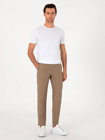 Брюки льняные в полоску - G051SZ0780FORIEN Брюки муж. (VR002, 29, 32)