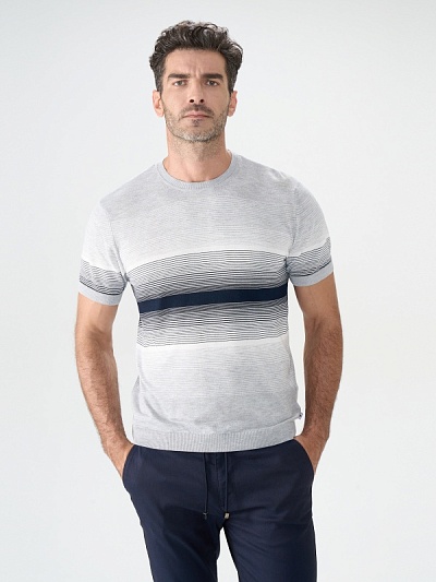 Футболка трикотажная в полоску - G051SZ0TK0CRON Кофта муж. (VR024, M)