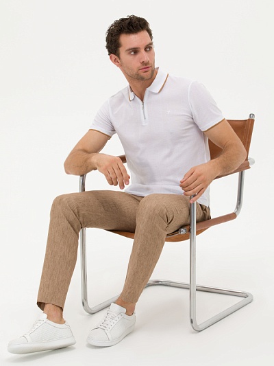 Брюки льняные на кулиске зауженные - G051SZ0030OLIA/P Брюки муж. (VR029, 50, 6)