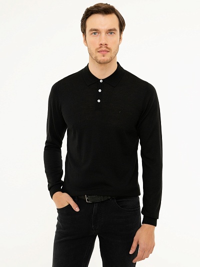 Поло с длинным рукавом из смесовой шерсти - G051SZ0TK0ELIP Кофта муж. (VR046, M)