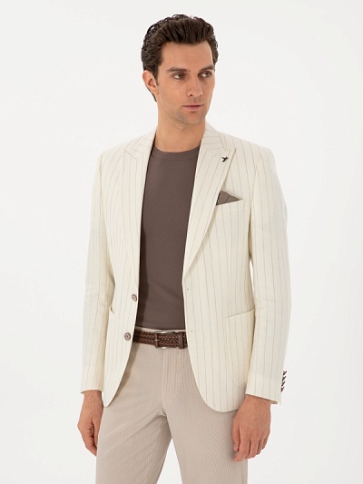 Пиджак однобортный из смеси льна и шерсти - G051SZ0020SLAW Пиджак муж. (VR019, 54, 6)