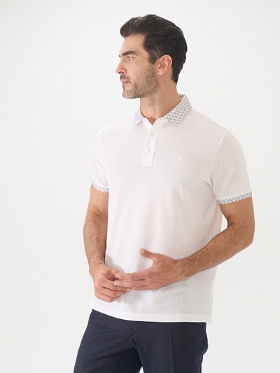 Футболка-поло с орнаментом на воротнике и рукавах - G051SZ0110NORD Футболка муж. (VR013, 2XL)