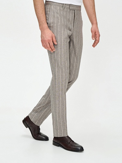 Брюки из смеси шерсти, хлопка и льна зауженные - G051SZ0030ARLES/P Брюки муж. (VR011, 44, 6)