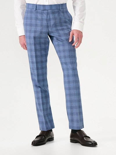 Брюки в клетку из шерсти зауженные - G051SZ0030ISTANBUL/P Брюки муж. (VR036, 54, 6)