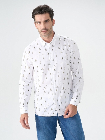 Рубашка с принтом приталенная - G051SZ0040MARINA Сорочка муж. (VR027, 38)