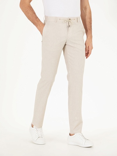 Брюки на кулиске из смеси шерсти и хлопка с добавлением шелка - 