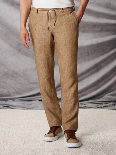 Брюки классические льняные зауженные - 