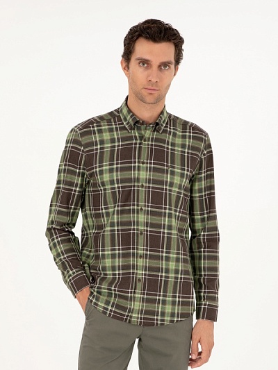 Рубашка в клетку из хлопка прямая - G051SZ0040TONGO Сорочка муж. (VR092, XL)