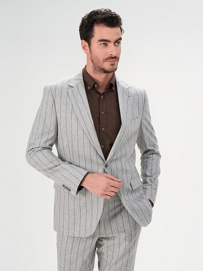 Пиджак в полоску из шерсти с добавлением кашемира - G051SZ0020ARONA/C Пиджак муж. (VR001, 50, 6)