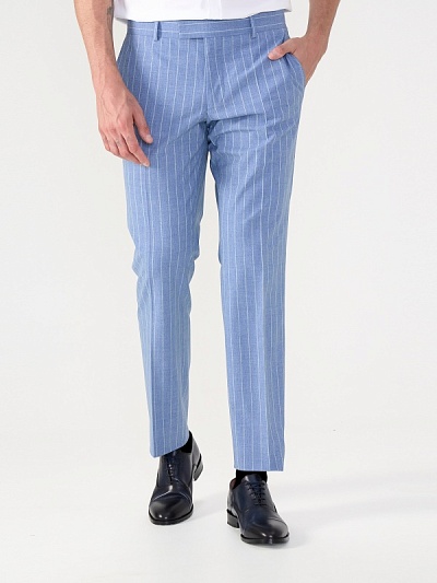 Брюки в полоску из смесовой шерсти зауженные - G051SZ0030SIDNEY/P Брюки муж. (VR036, 52, 6)