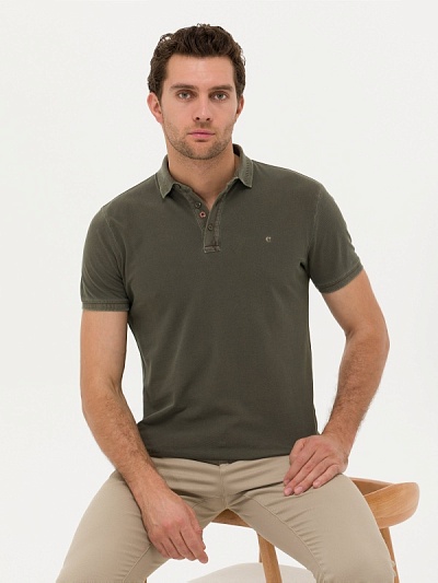 Футболка-поло с вышивкой на воротнике - G051SZ0110CASPIAN Футболка муж. (VR027, M)