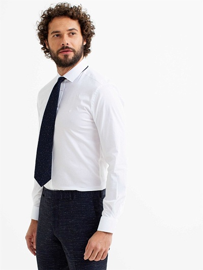 Рубашка классическая с хлопком приталенная - G051GL0040SERENA Сорочка муж. (VR013, 39)