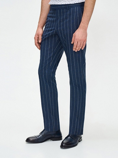 Брюки из смеси шерсти, хлопка и льна зауженные - G051SZ0030ARLES/P Брюки муж. (VR033, 46, 6)