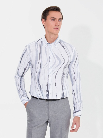 Рубашка с абстракцией приталенная - G051SZ0040CHICAGO Сорочка муж. (VR024, M)