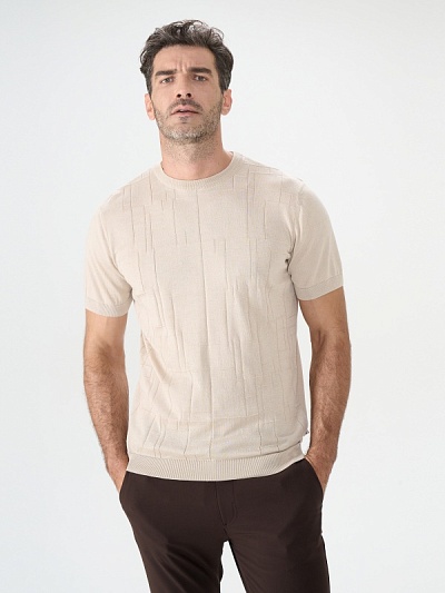Футболка трикотажная с рельефным узором - G051SZ0TK0TONIO Кофта муж. (VR011, 2XL)