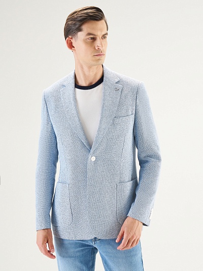 Пиджак из текстурированной ткани с добавлением льна - G051SZ0020JONIES Пиджак муж. (VR003, 50, 6)