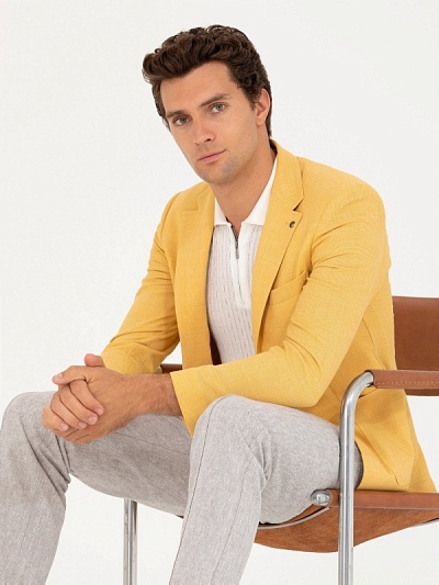 Пиджак из смесовой шерсти с добавлением льна - G051SZ0020EDINBURG Пиджак муж. (VR044, 56, 6)