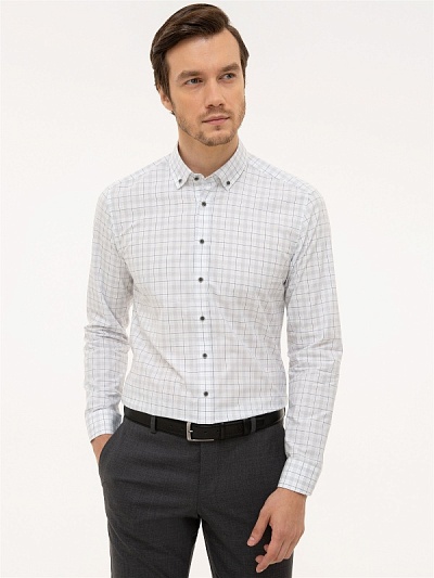 Рубашка в клетку приталенная - G051GL0040ESTAVAN Сорочка муж. (VR001, 38)
