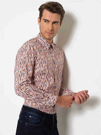 Рубашка с принтом приталенная - G051SZ0040NİLS Сорочка муж. (VR051, 38)