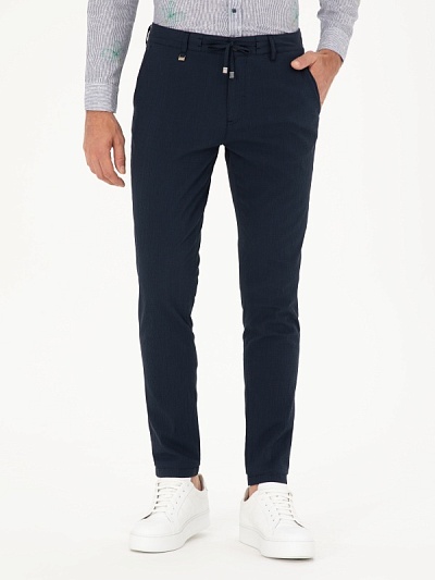 Брюки повседневные на кулиске зауженные - G051SZ0780RABI Брюки муж. (VR033, 33, 32)