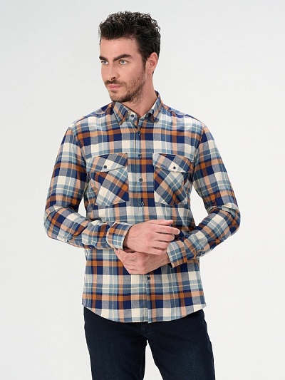 Рубашка в клетку с карманами прямая - G051SZ0040KAILEY Сорочка муж. (VR099, M)