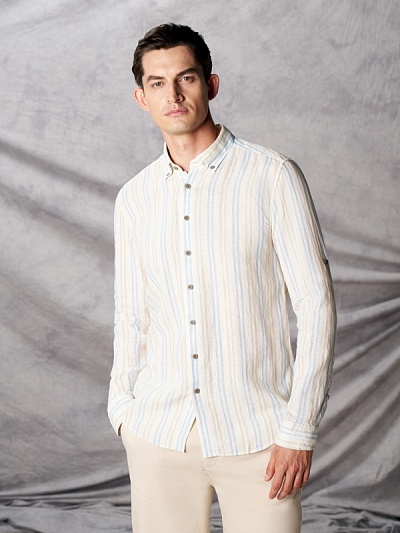 Рубашка в полоску льняная свободная - G051SZ0040OYGA Сорочка муж. (VR003, 3XL)