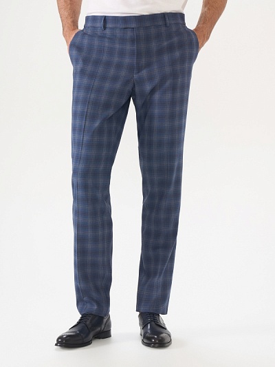 Брюки в клетку из смесовой шерсти зауженные - G051GL0030CORRADEO/P Брюки муж. (VR033, 56, 6)