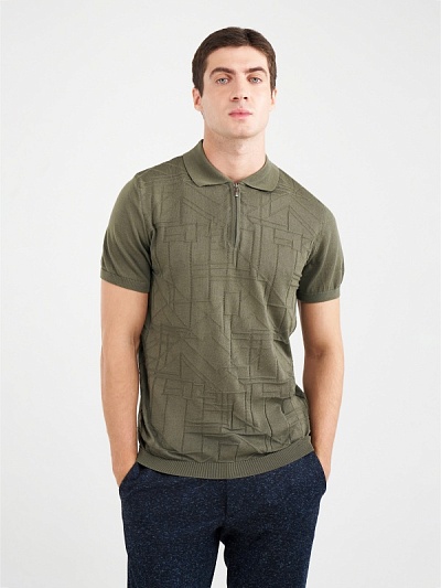 Футболка-поло трикотажная с воротником на молнии - G051SZ0TK0TAMIA Кофта муж. (VR027, L)