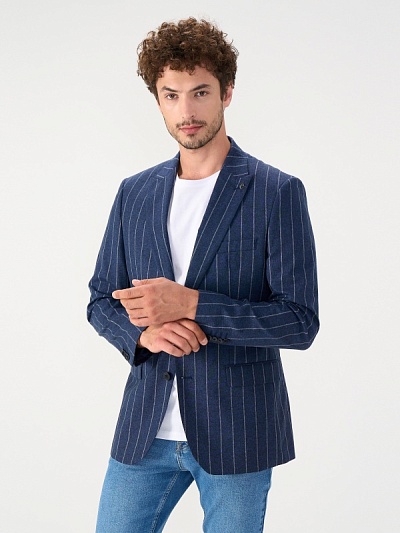 Пиджак в полоску из смеси шерсти и хлопка с добавленитем льна - G051SZ0020ARLES/C Пиджак муж. (VR033, 54, 6)