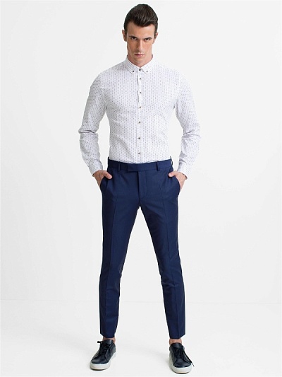 Брюки классические из смесовой шерсти зауженные - G051SZ0030TEMARE/P Брюки муж. (VR028, 46, 6)