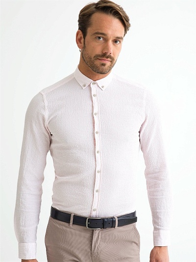 Рубашка из жатой ткани приталенная - G051SZ0040JESSE Сорочка муж. (VR030, 37)