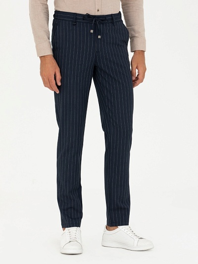 Брюки в полоску на кулиске зауженные - G051SZ0780SOCRATE Брюки муж. (VR033, 36, 34)