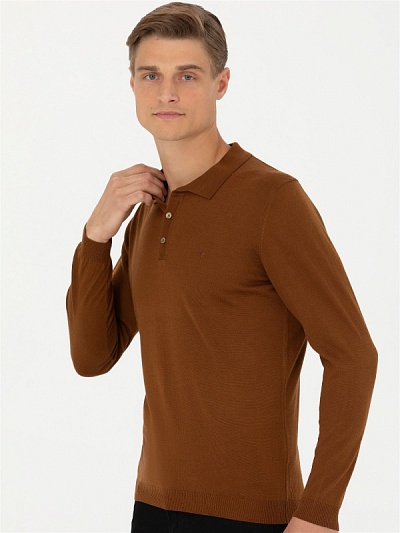 Поло с длинным рукавом из смесовой шерсти - G051SZ0TK0ELIP Кофта муж. (VR029, M)