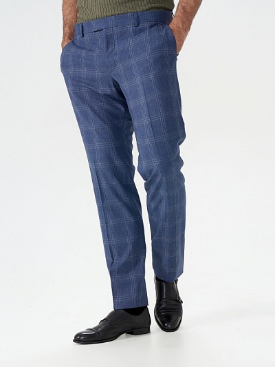 Брюки в клетку с вискозой зауженные - 