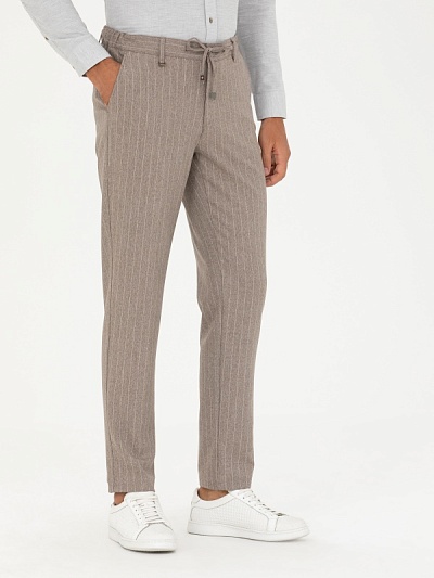 Брюки в полоску на кулиске зауженные - G051SZ0780SOCRATE Брюки муж. (VR052, 31, 34)