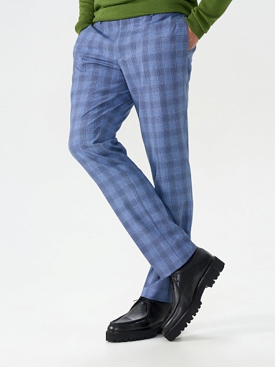 Брюки в клетку из смесовой шерсти зауженные - G051SZ0030ISTANBUL-O/P Брюки муж. (VR036, 44, 6)