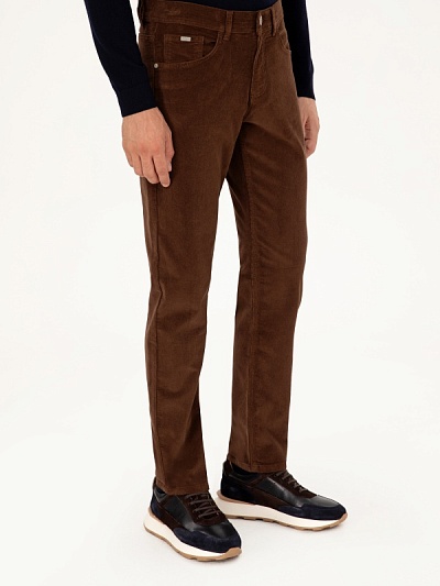 Брюки вельветовые зауженные - G051SZ0780CARMIN Брюки муж. (VR029, 40, 32)