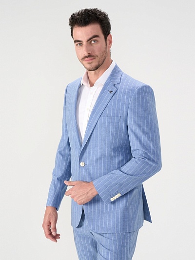 Пиджак в полоску из смесовой шерсти - G051SZ0020SIDNEY/C Пиджак муж. (VR036, 54, 6)