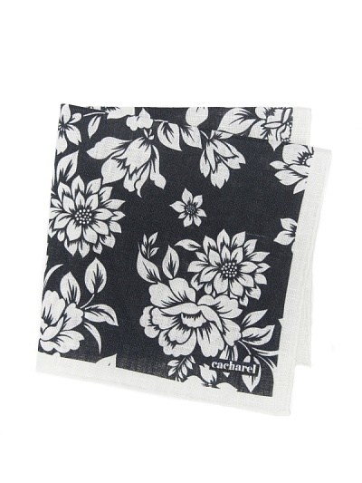 Платок нагрудный льняной с цветочными узорами - A051SZ090KTNIY23-KTN1 Платок муж. (001)