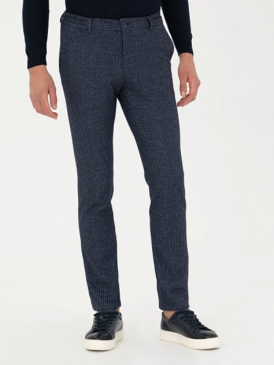 Брюки в полоску из смесовой шерсти с добавлением кашемира зауженные - G051SZ0030SIED/P Брюки муж. (VR033, 54, 6)