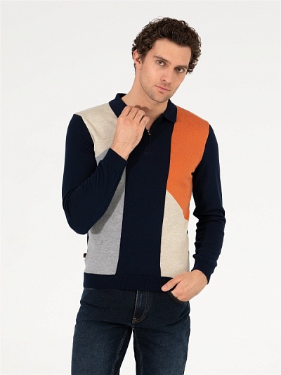 Джемпер с отложным воротником - G051SZ0TK0LEDEVIN Кофта муж. (VR033, M)