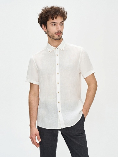 Рубашка с коротким рукавом из льна приталенная - G051GL0040LUZON KISA Сорочка муж. (VR013, XL)