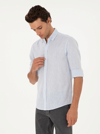 Рубашка с добавлением льна приталенная - G051SZ0040CAHAR Сорочка муж. (VR003, 2XL)