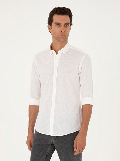 Рубашка с добавлением льна приталенная - G051SZ0040CAHAR Сорочка муж. (VR013, XL)