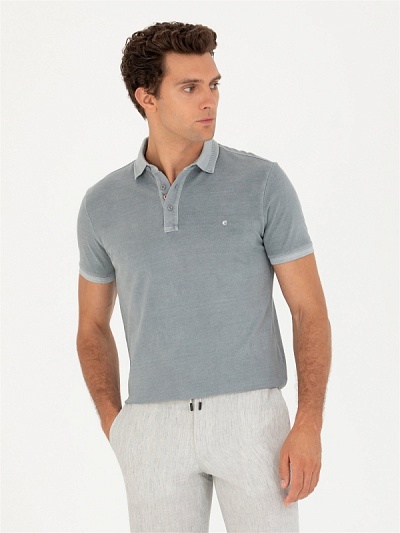 Футболка-поло с вышивкой на воротнике - G051SZ0110CASPIAN Футболка муж. (VR024, S)