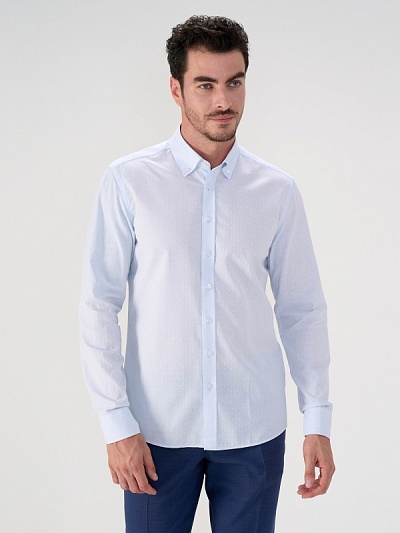 Рубашка с узором приталенная - G051SZ0040STPETER Сорочка муж. (VR003, 39)