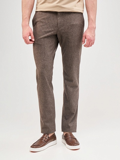 Брюки в полоску из смесовой шерсти с добавлением кашемира зауженные - G051SZ0030TALIA/P Брюки муж. (VR029, 46, 6)