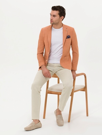 Брюки классические льняные зауженные - G051SZ0030OLIA/P Брюки муж. (VR011, 56, 6)